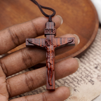 Jesus Crucifix Wooden Necklace