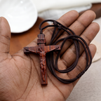 Jesus Crucifix Wooden Necklace