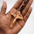 Jesus Crucifix Wooden Necklace