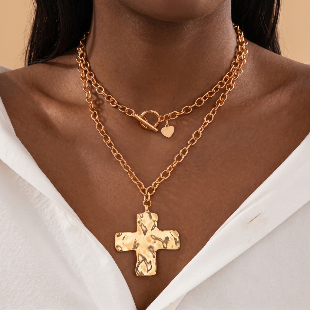 Hammered Cross Series Necklace: Contemporary Faith & Stylish Devotion
