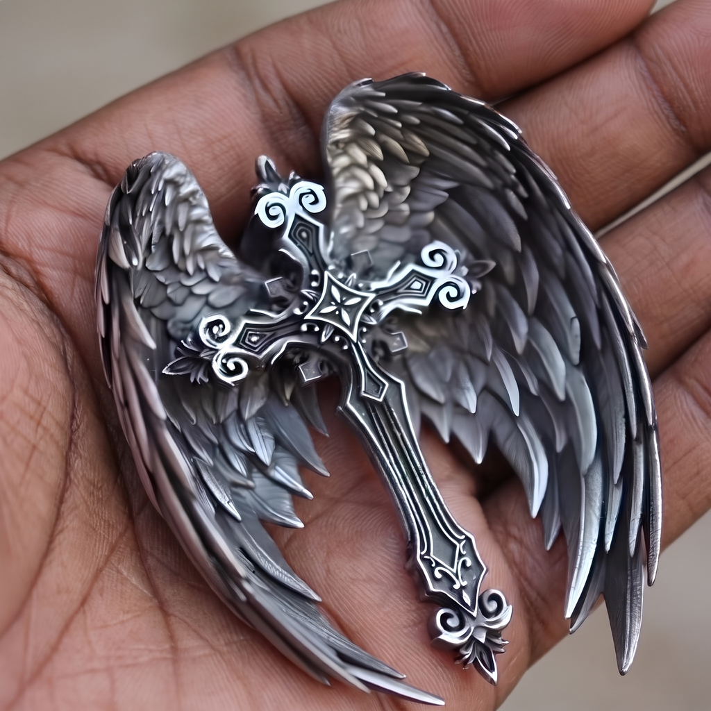 Guardian Angel Wings Cross Pendant Necklace: Spiritual Protection Jewelry
