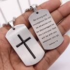 Stainless Steel Cross & Joshua 1:9 Dual-Sided Necklace for Courage