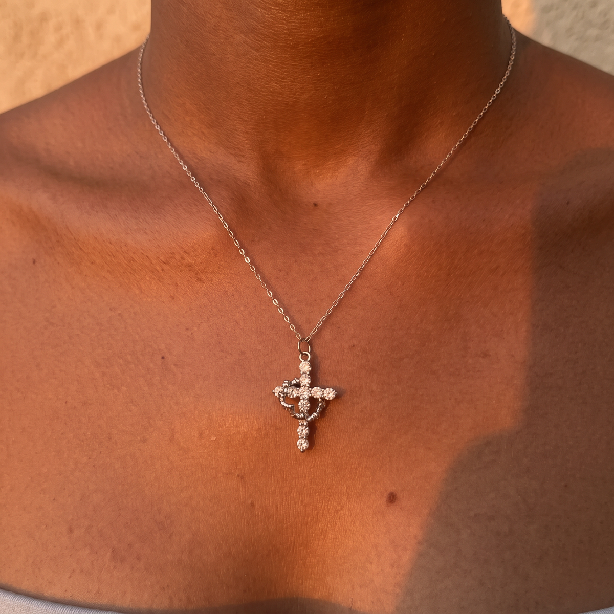 Modern Crowned in Faith Cross Necklace, Earrings