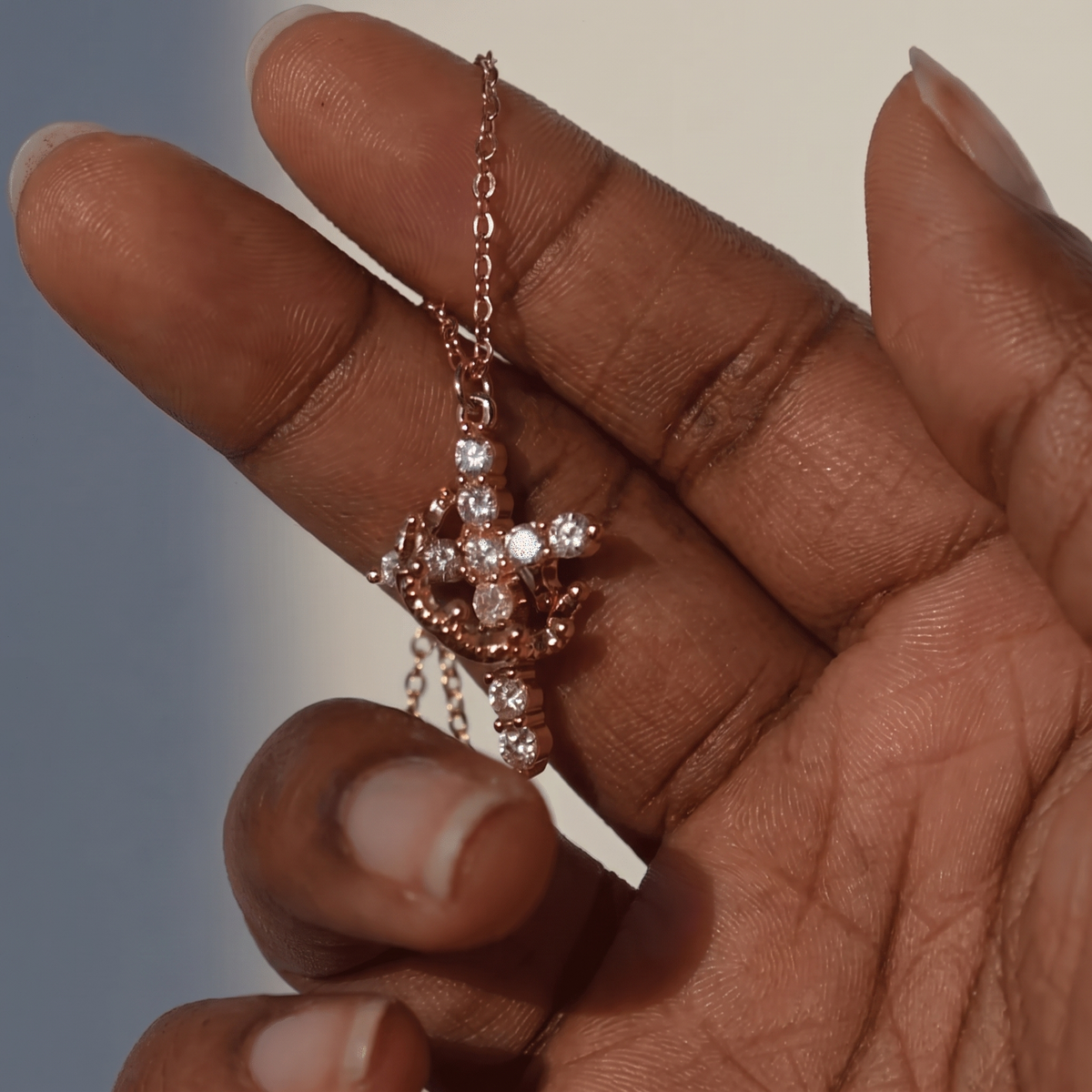 Modern Crowned in Faith Cross Necklace, Earrings