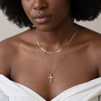 Modern Crowned in Faith Cross Necklace, Earrings