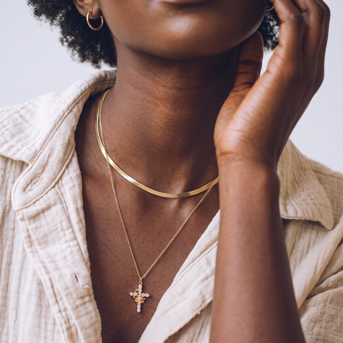 Modern Crowned in Faith Cross Necklace, Earrings
