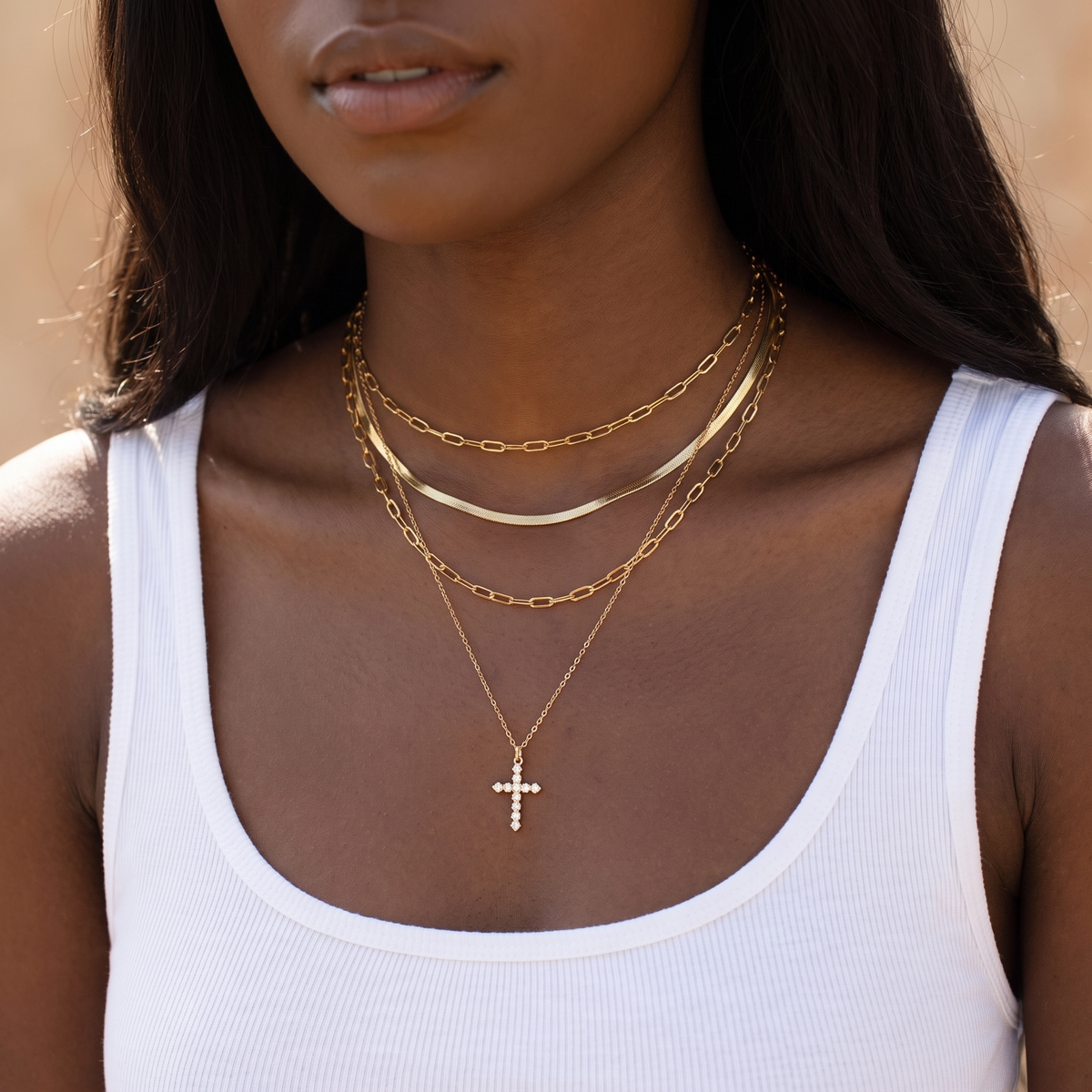 Modern Crowned in Faith Cross Necklace, Earrings