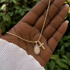 Dual-Faith Our Lady & Cross Necklace: Steady Companion for Daily Belief
