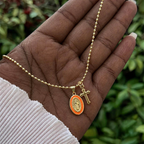 Dual-Faith Our Lady & Cross Necklace: Steady Companion for Daily Belief