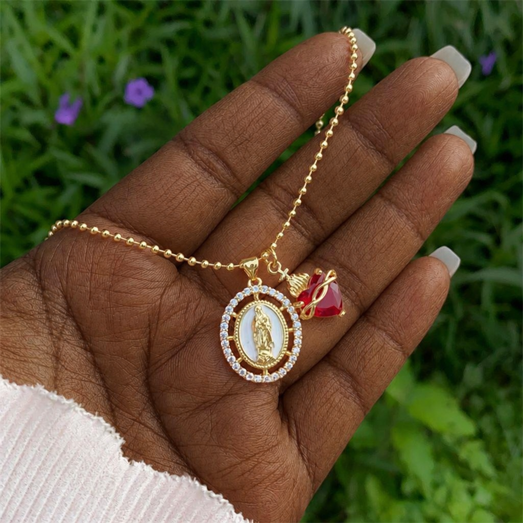 Our Lady & Sacred Heart Necklace in 6 Styles: Elegant Faith-Infused Jewelry