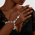 Gemstone Bead Crucifix Finger Chain Rosary Bracelet: Emblem of Divine Devotion & Elegance