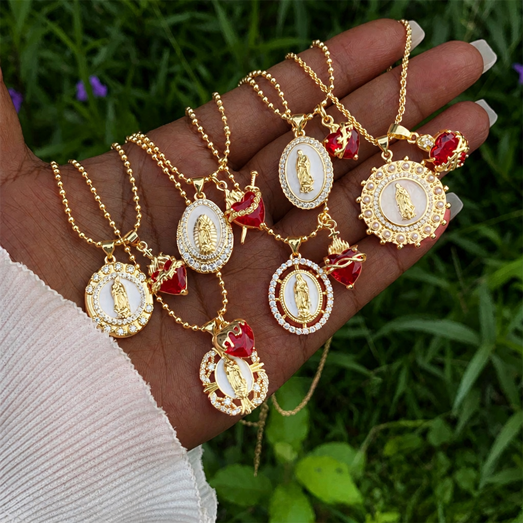 Our Lady & Sacred Heart Necklace in 6 Styles: Elegant Faith-Infused Jewelry