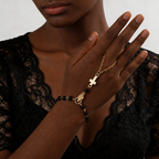 Gemstone Bead Crucifix Finger Chain Rosary Bracelet: Emblem of Divine Devotion & Elegance