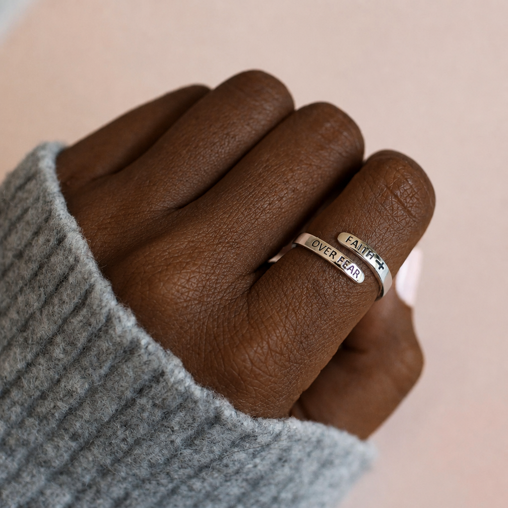 Faith-Over Fear: Minimalist Christ Bible Ring