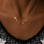 Biblical Birthstone Cross Necklace Religion Jewelry Gift