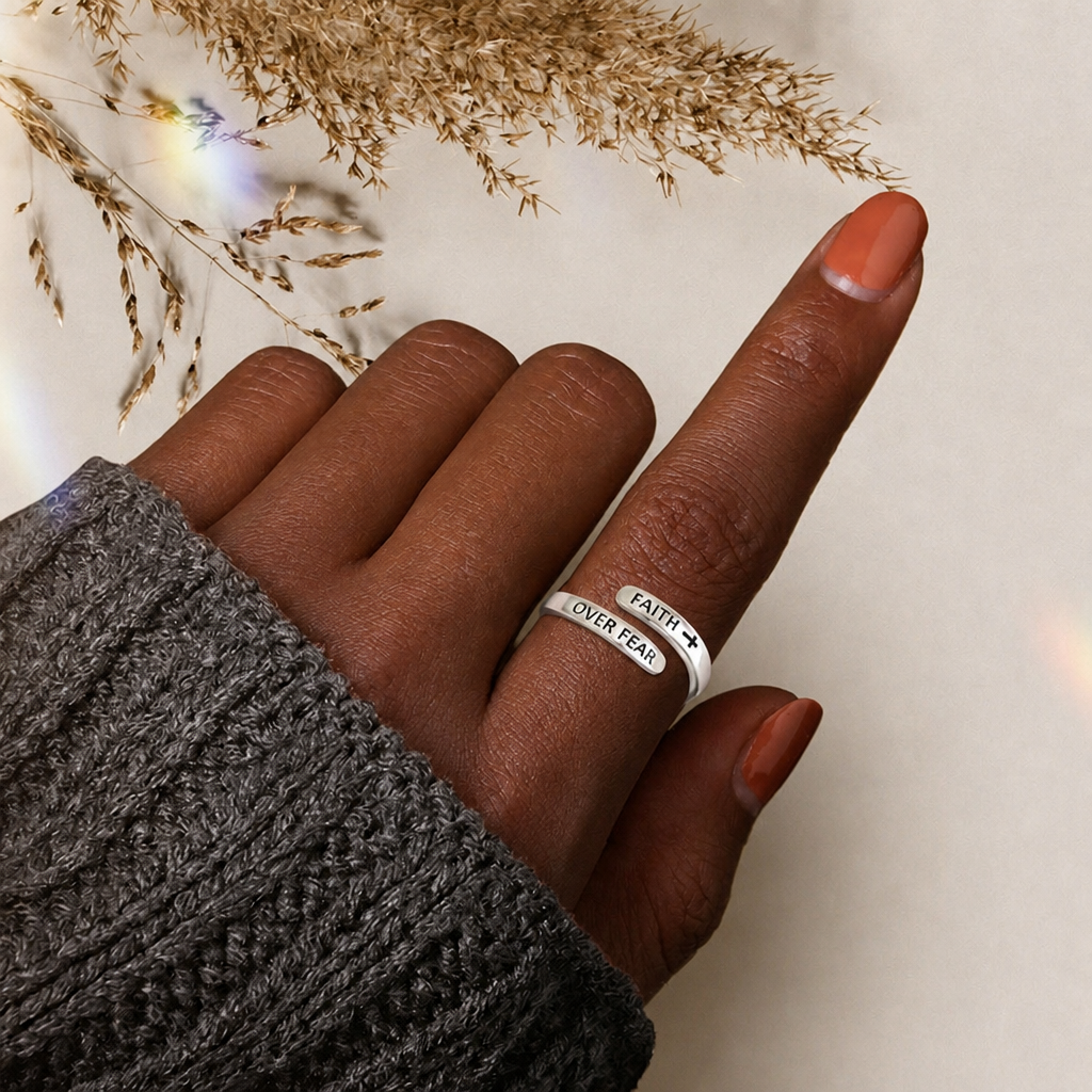 Faith-Over Fear: Minimalist Christ Bible Ring