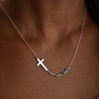 Biblical Birthstone Cross Necklace Religion Jewelry Gift