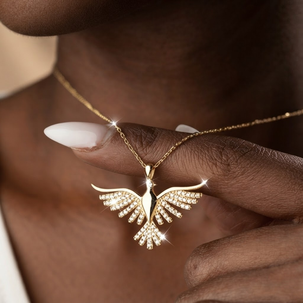 Sparkling Holy Spirit Dove Winged Necklace: Emblem of Divine Guidance