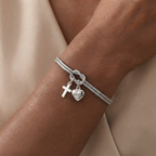 Knot of Love Cross Heart Charm Adjustable Bracelet: Emblem of Devotion & Divine Grace
