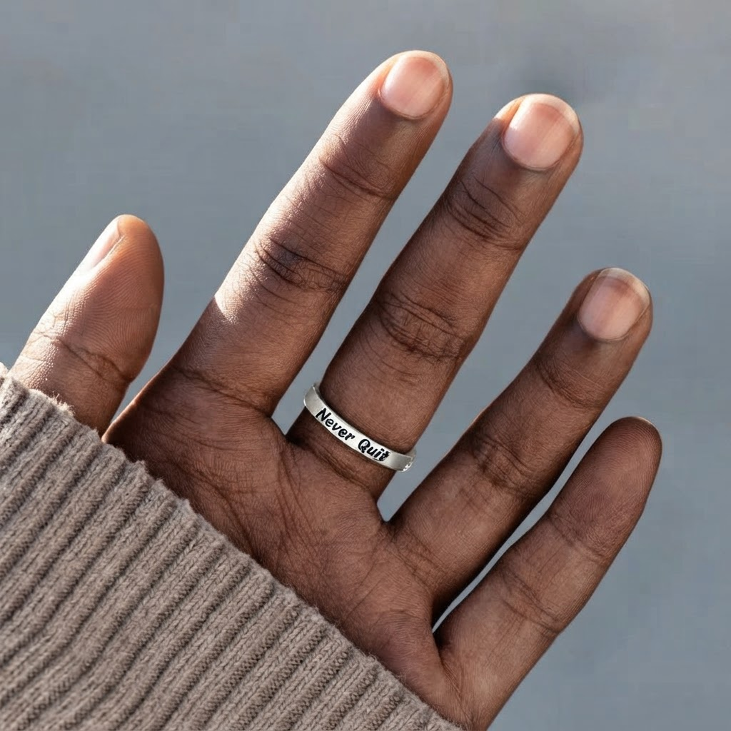 925 Silver Cross Minimalist "Never Quit" Ring: A Symbol of Belief and Uplift