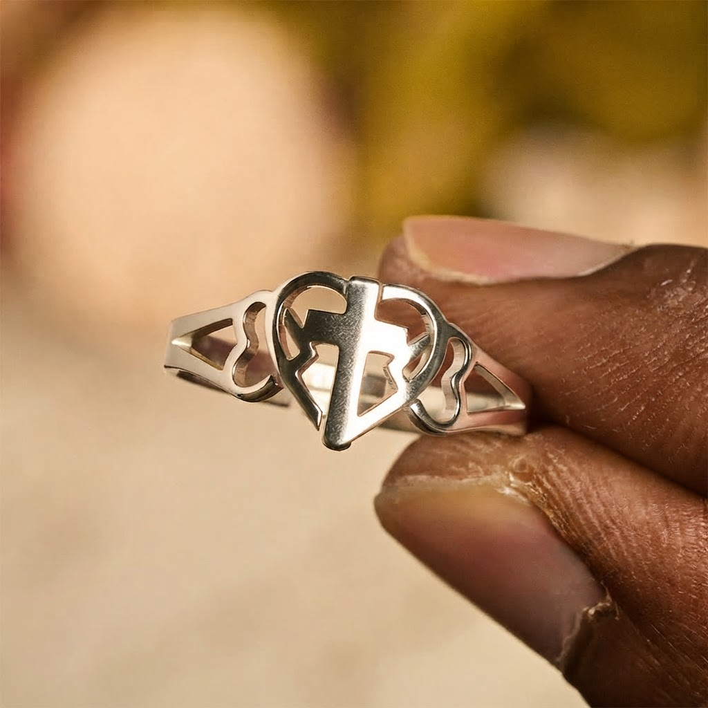 Timeless Heart Cross Adjustable Ring: A Gift Of Grace & Divine Intercession